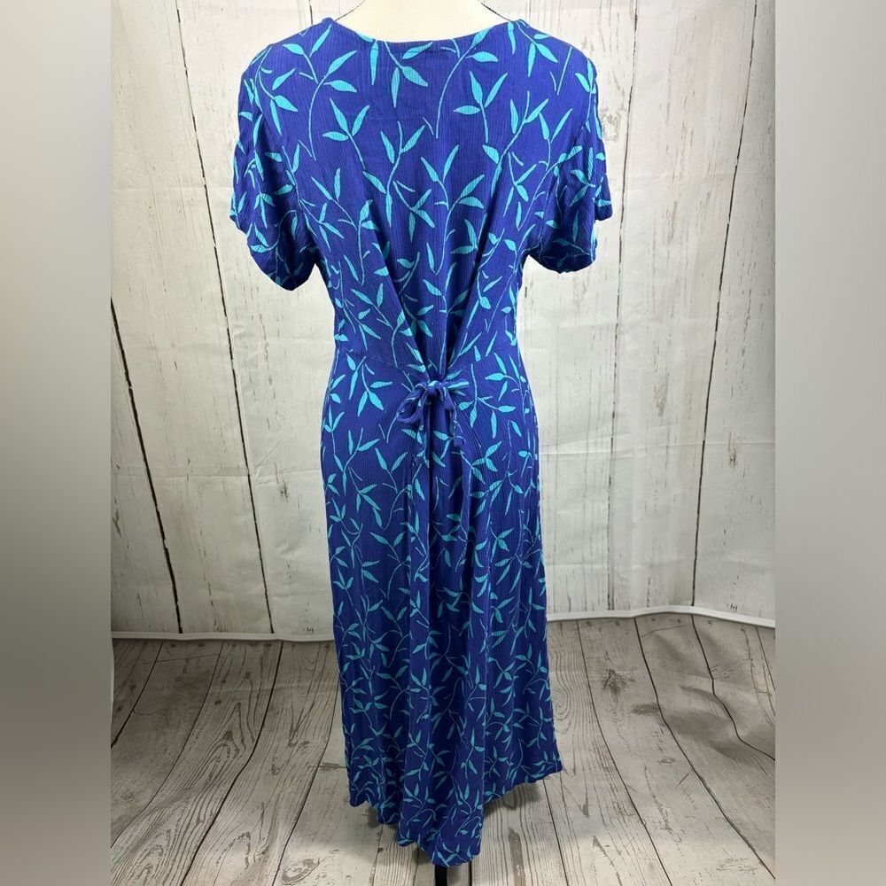 ‼️5/$25‼️ Vintage Orvis Dress Indigo Blue Botanical Print Back Tie - Picture 2 of 5